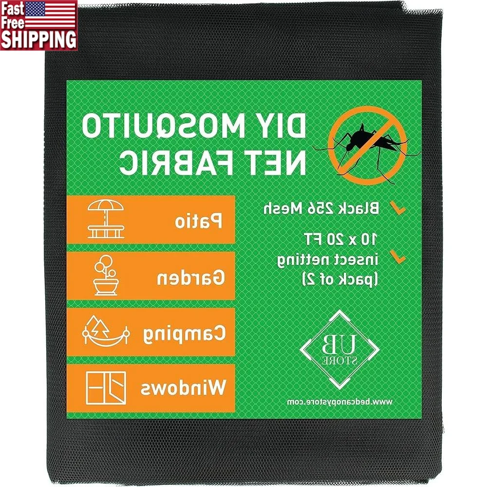 

Black Mosquito Net Fabric 10x20FT Insect Bird Barrier Garden Patio Indoor Use Easy Cut Durable Polyester Mesh