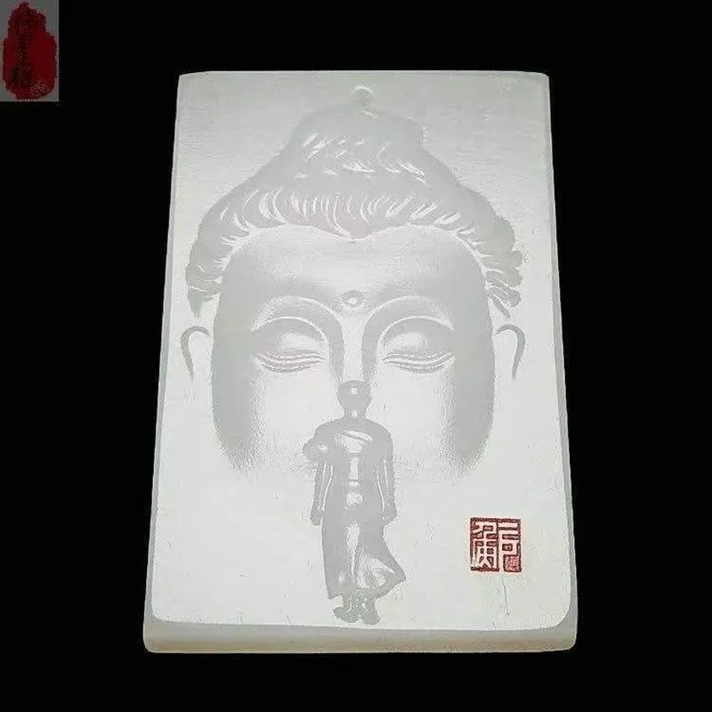 Natural White Jade Hand-carved Buddha Pendant Fashion Boutique Jewelry Men and Women Models Buddha In The Heart Necklace Gift
