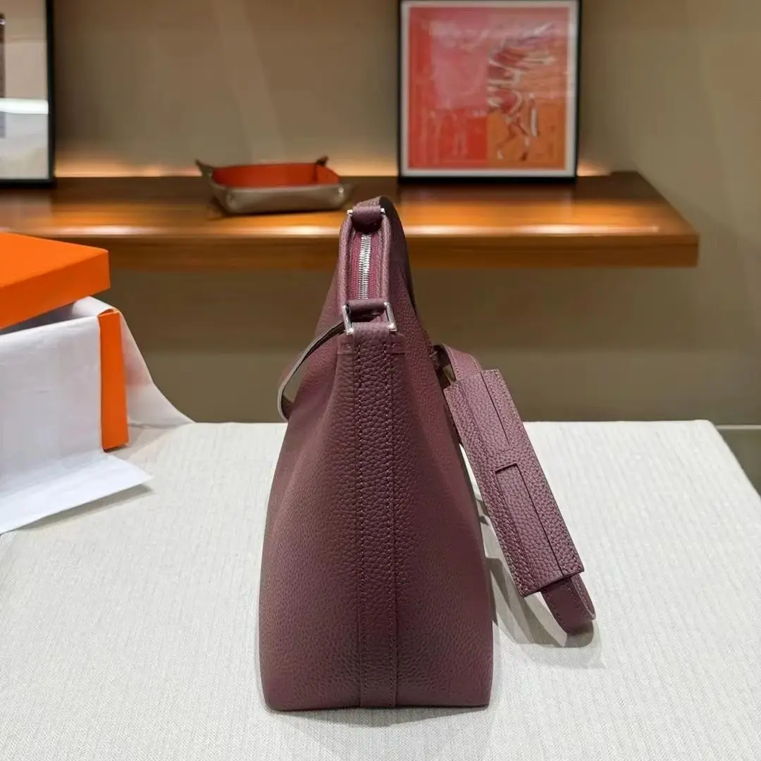 Borsa a secchiello in vera pelle con motivo litchi di moda di Design di marca 2024 borse a tracolla in pelle bovina di alta qualità di lusso per le