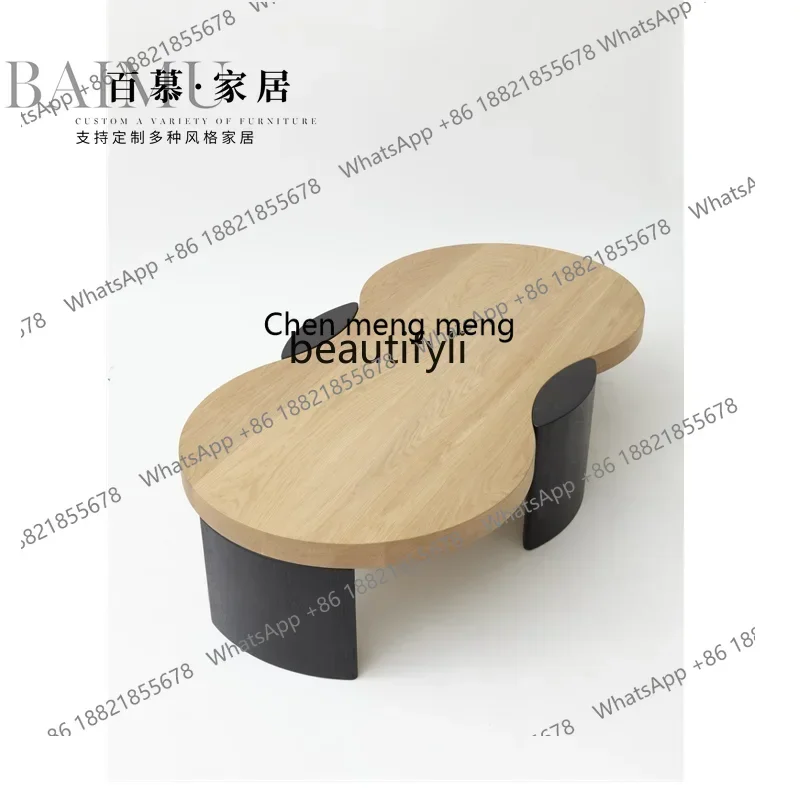New arrive New Nordic simple designer size apartment living room creative special-shaped personality oval wooden coffee table