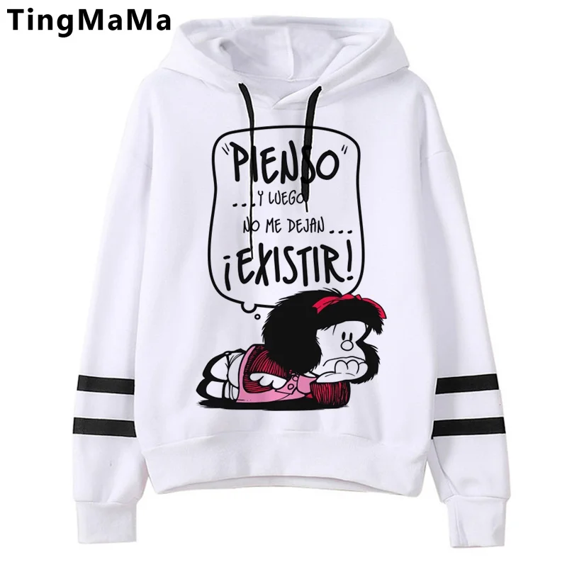 Mafalda Hoodies Female Korea Harajuku Printed Women Clothing Graphic Streetwear Unisex Cartoon Hip Hop Sweatshirts Female