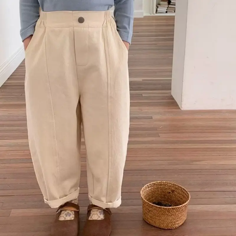 سراويل تقليدية فضفاضة للأطفال لون نقي متعددة الاستخدامات جزرة قرد ربيع الخريف ملابس أطفال أنيقة #2