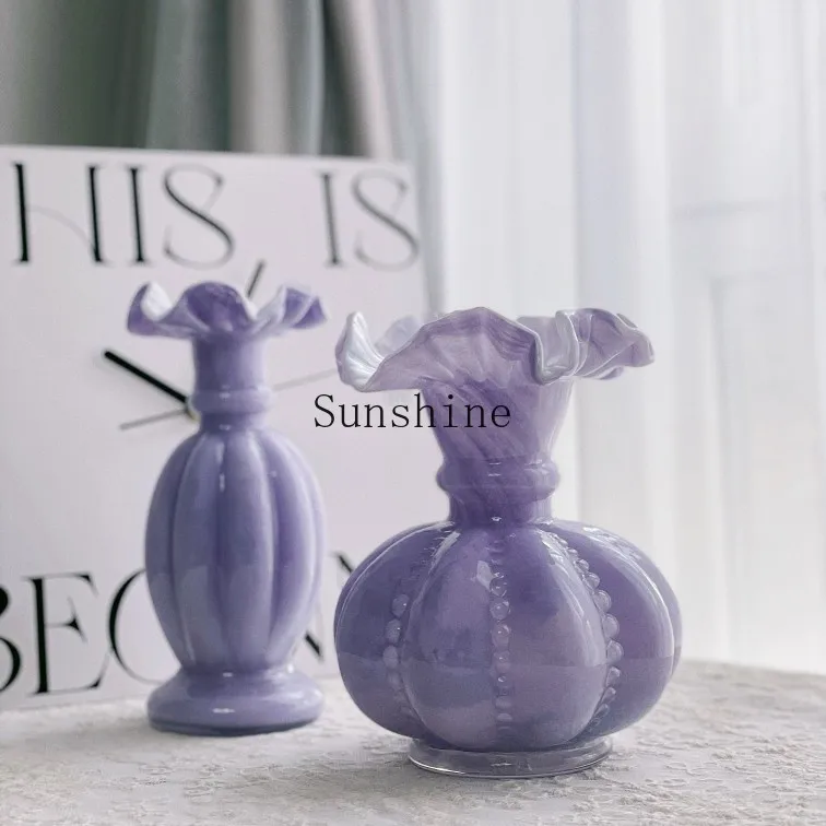 Medieval elegant purple glass melon-shaped water flower arrangement home decoration ornament