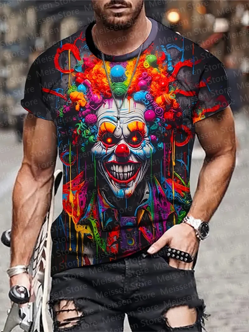 

Мужская футболка Crazy Clown с 3D графическим принтом, новинка, футболка с коротким рукавом и круглым вырезом, новые поступления, летние мужские модные вечерние футболки, топ, подарок