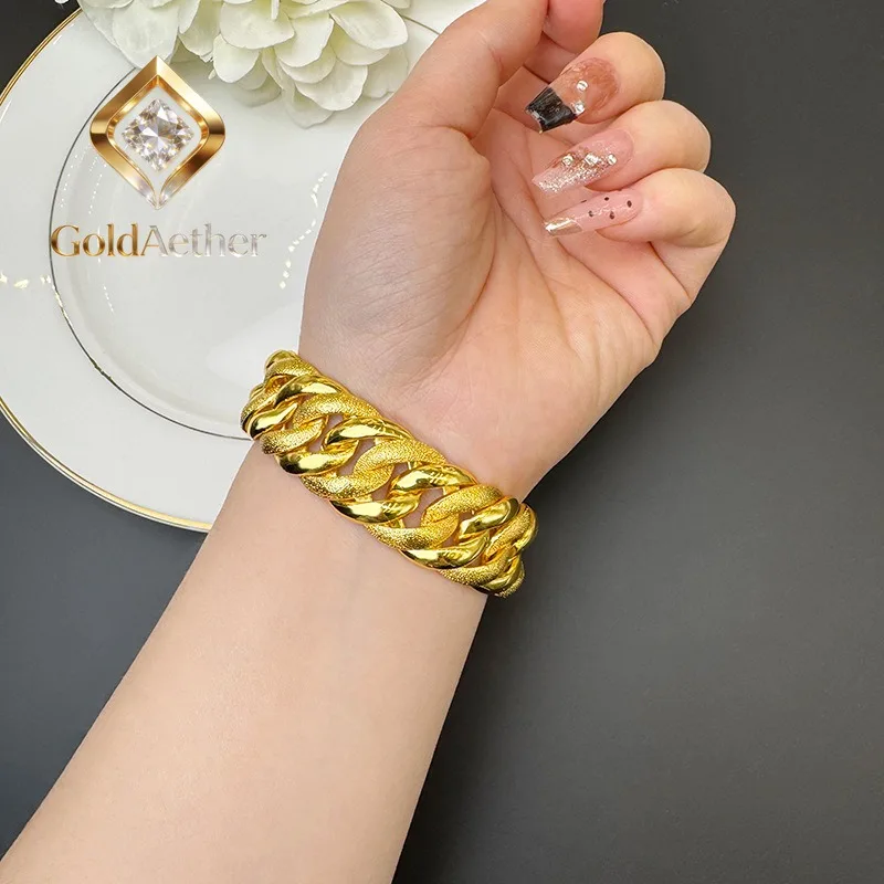 

GoldNouveau Matte Twist Boss Bracelet Men 24K Gold AU999 - Premium matte twist, 24K/AU999 pure gold, shows steady business aura