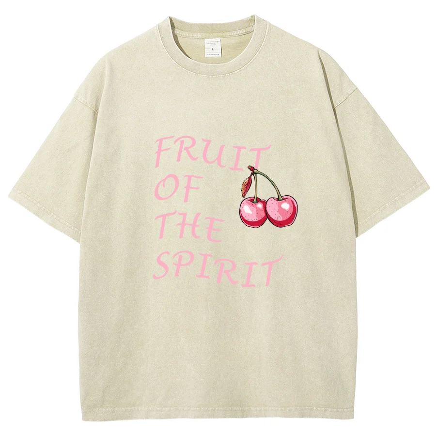 

Black & Pink Cherry Letter Print Women's T-Shirt Washed Denim Oversized Loose Couple Short Sleeve Casual Sweetheart Cute Top Y2K