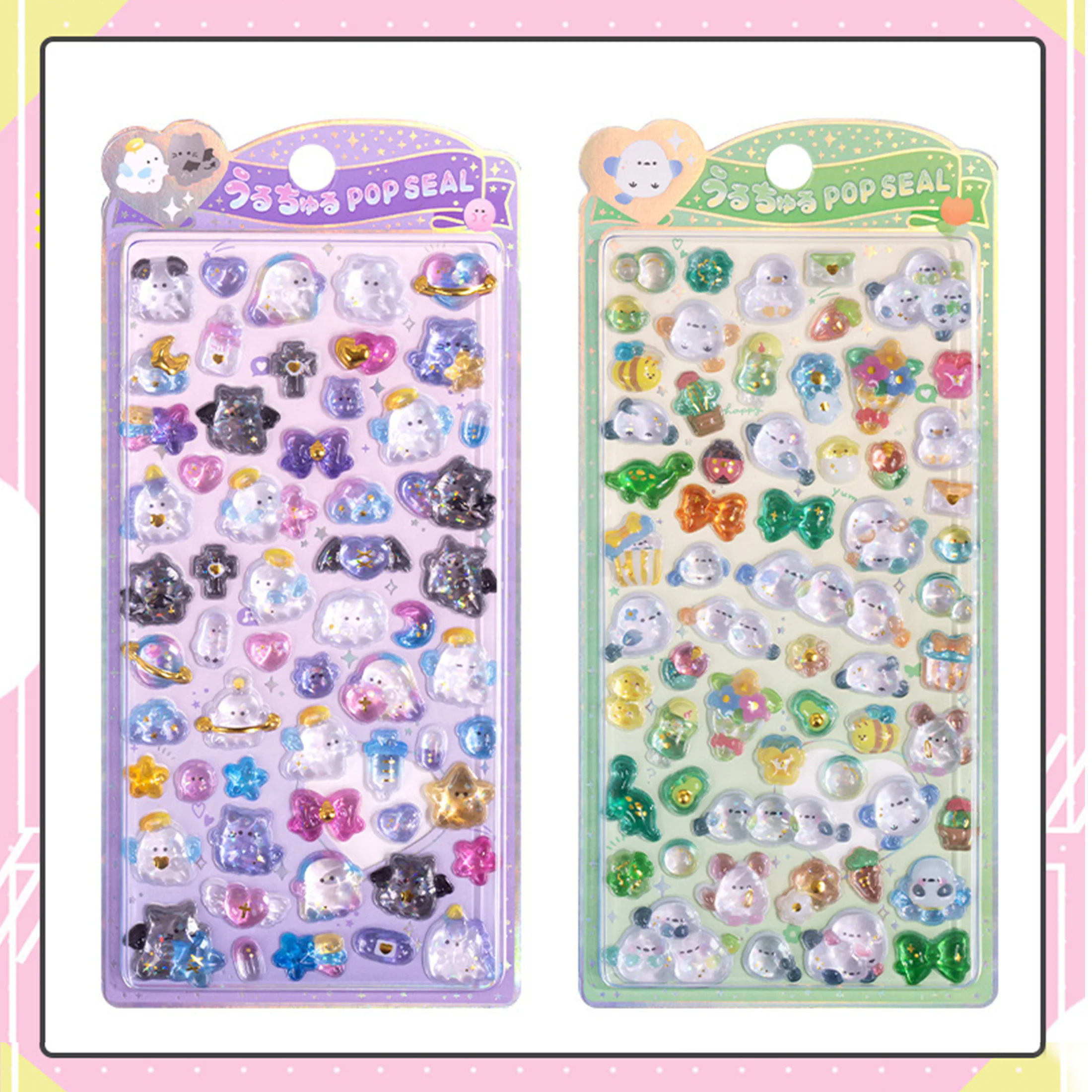 Kids 3D Relief Stickers - Cute Ghost Bird Strawberry Rabbit Penguin Decals High-adhesive for Kpop Photocard DIY Decor Gifts