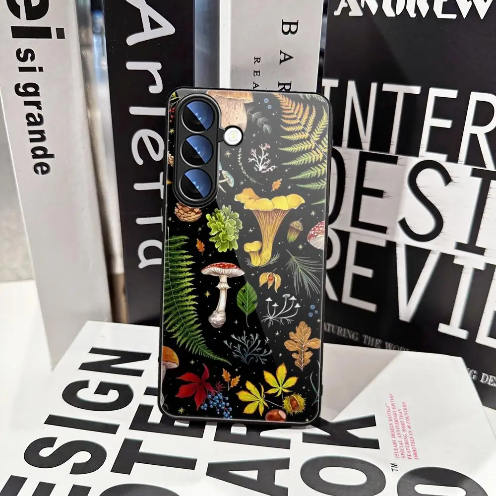 Cartoon Mushroom Phone Case For Samsung Galaxy S26 Ultra S25 FE S24 S23 S22 Plus S25 Edge S21 Note20 Tempered Glass Covers