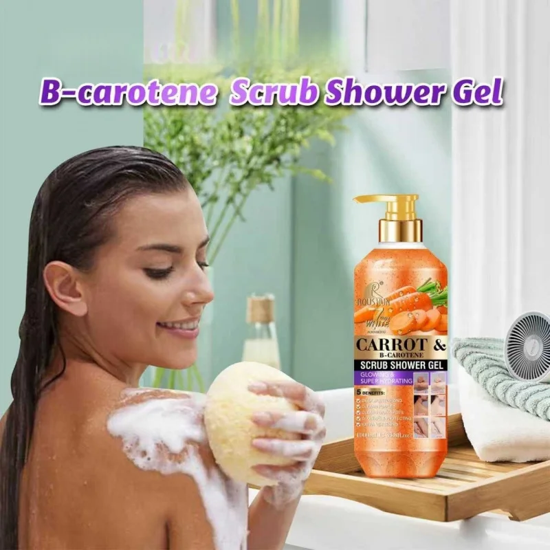 ROUSHUN CARROT B  SCRUB SHOWER GEL 1000ML Moisturizing and Moisturizing Skin Fragrance Preserving Large Capacity Shower Gel