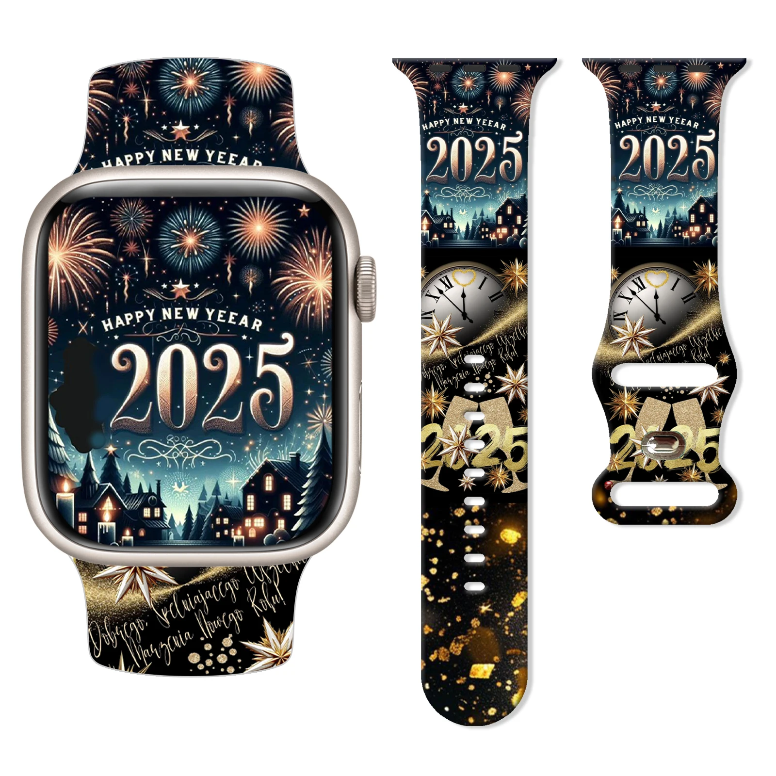 

New Year's Blessing Strap for Apple Watch 10 9 8 7 Silicone Band Replaceable Bracelet for iWatch 46mm 45mm 44mm 42mm Watchband