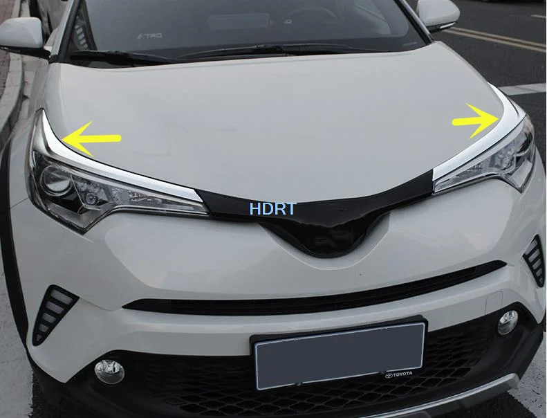 

Carbon Fiber Front Headlight Eyebrow Cover Trims strip For Toyota C-HR CHR IZOA 2018+ Car Styling ABS chrome Protection Stickers