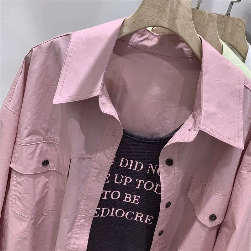 Cropped Shirts Women Loose Casual Summer Pure Vintage Simple 3 Colors Personality Chic Korean Fashion Clothing Harajuku Students