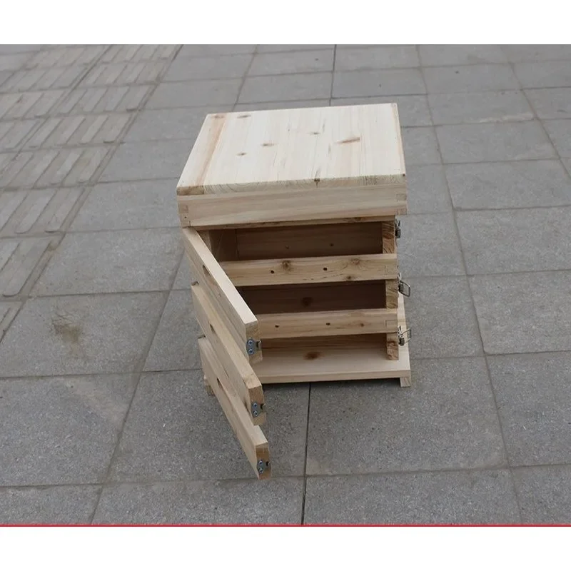 China Bee Lattice Box Five-layer lattice box Bee box Thickened full set of fir boiled wax beehive soil bee bucket beekeeping too