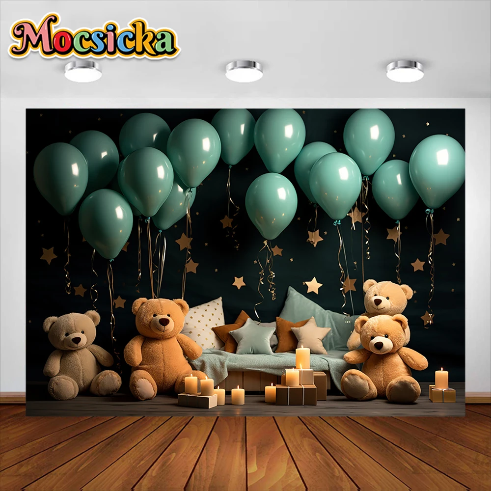 Shiny Star Night Photography Backdrop Interior Sofa Door Gift Bolloon Windows Family Party Children Portrait Background Banner