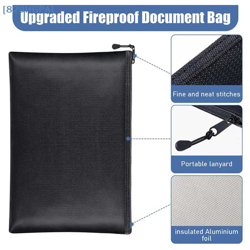 

【HGPA】Fireproof Document Bag Waterproof Money Bags Fire Safe Storage Pouch With Zipper Cash File Envelope Holder