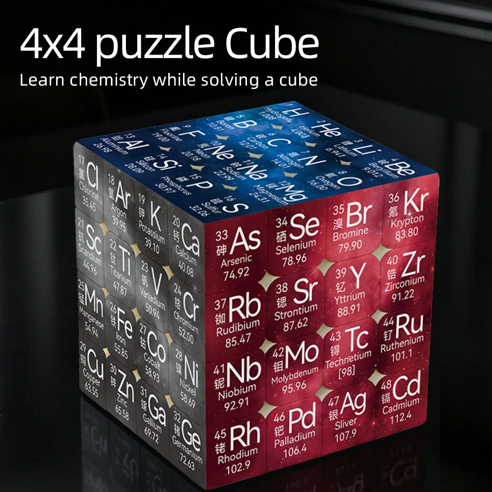 Der Periodensystem-Würfel, Chemie-Würfel 4x4 Speed Cube, ZIINA STAR 4x4 Speed Cube Puzzle Zauberwürfel 4x4x4 Puzzle – Detail 1