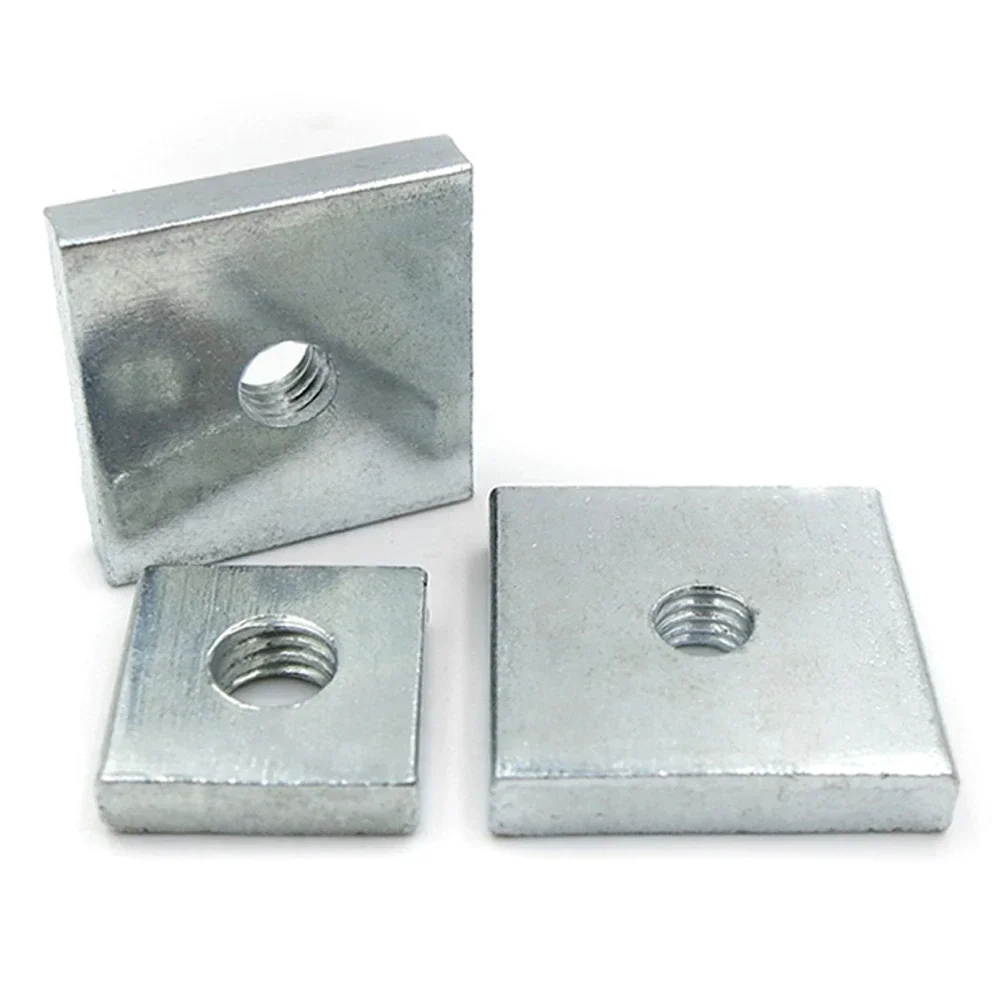 20-40Pcs M2 M3 M4 M5 M6 M8 Square Nut Carbon Steel Galvanized Zinc Plated Thin Quadrangle Block for Aluminum Profile DIN562