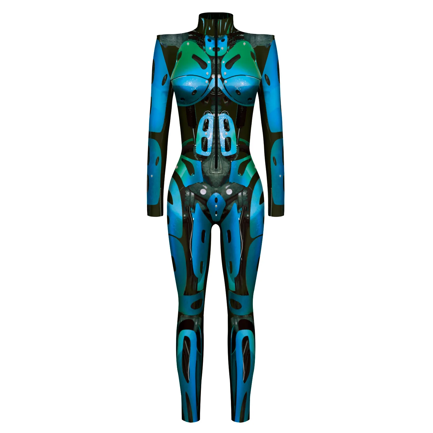 Mechanischer Roboter Punk Jumpsuit Catsuit Sexy Damen Cosplay Kostüme Zentai Performance Halloween Weihnachtsfeier Bodysuit – Detail 10