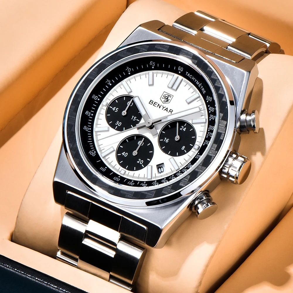 2026 BENYAR multifunctional chronograph watch with waterproof quartz luminous luxurious stainless steel business watches for Men