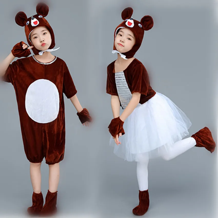 Halloween Children's brown bear Performance costume bubble dress Little Bear treats guests