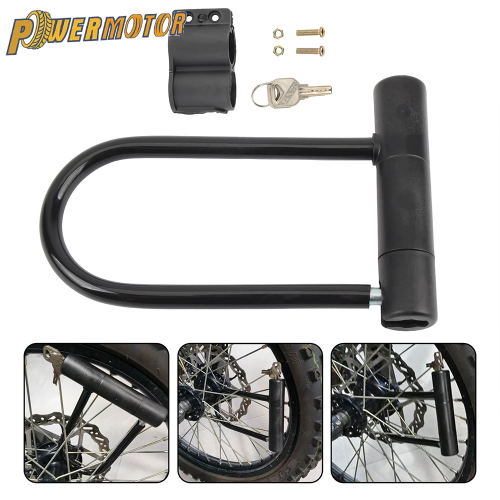 Motorcycle Lock Anti Theft 19.5cm Heavy Duty Security For  Black Metal Keyed Padlock With Mount Bracket Scooter Bike Accessories
