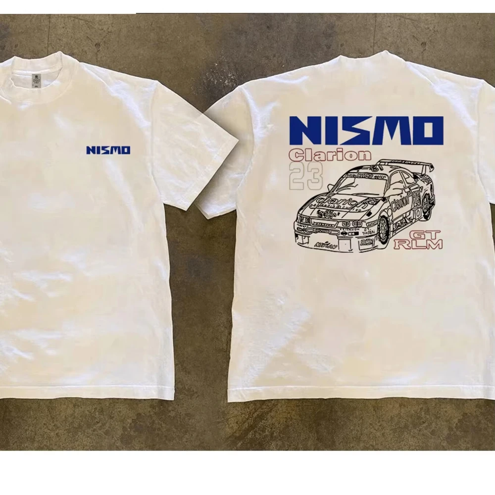2026 Vintage Oversized T‑Shirt For JDM Retro Race Car Double Sided Front Back Print Theme Art Loose Short Sleeve Street Tee