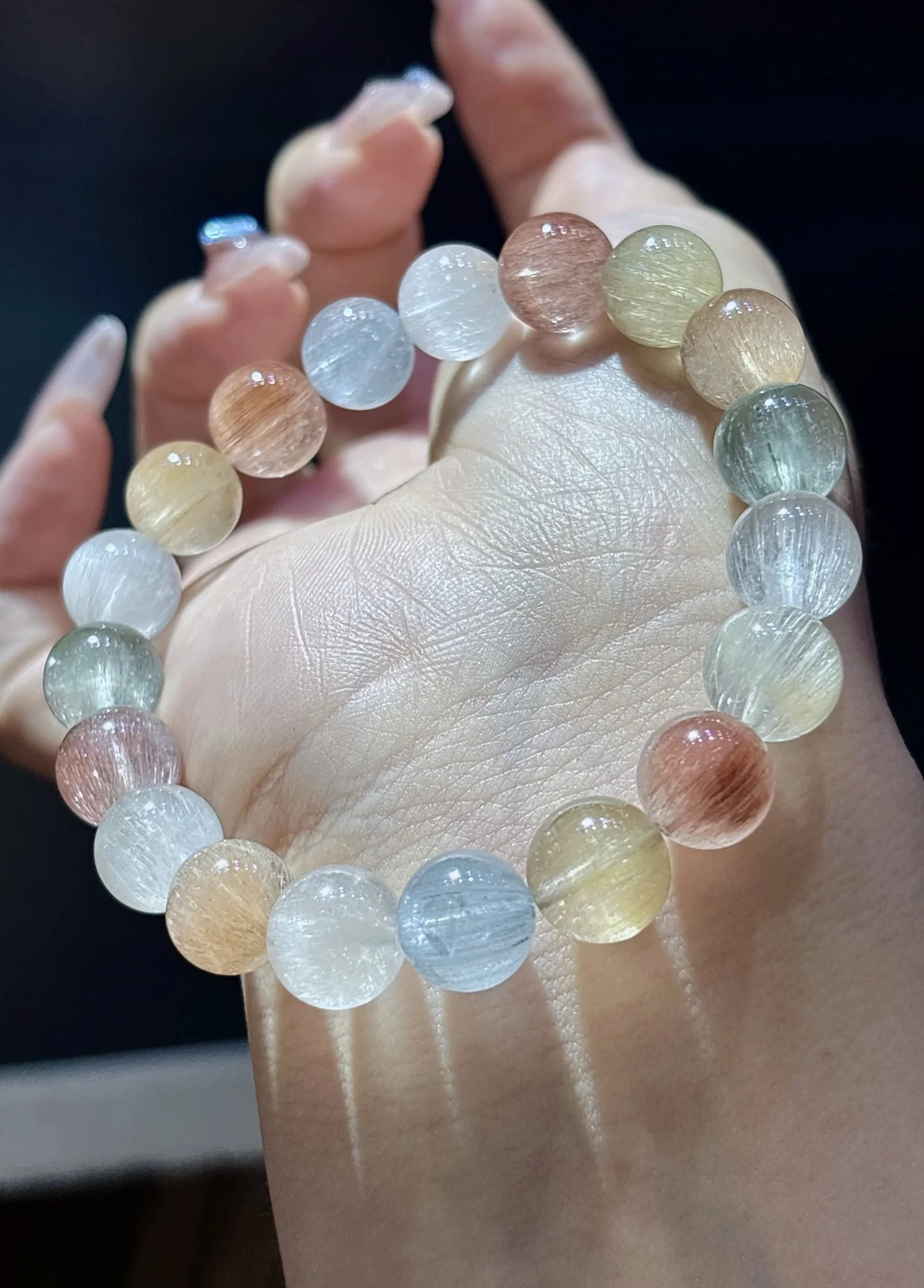 

Натуральный красочный браслет из рутилированного кварца с кроликом 10,2 мм, белый прозрачный рутиловый круглый женский браслет AAAAAA