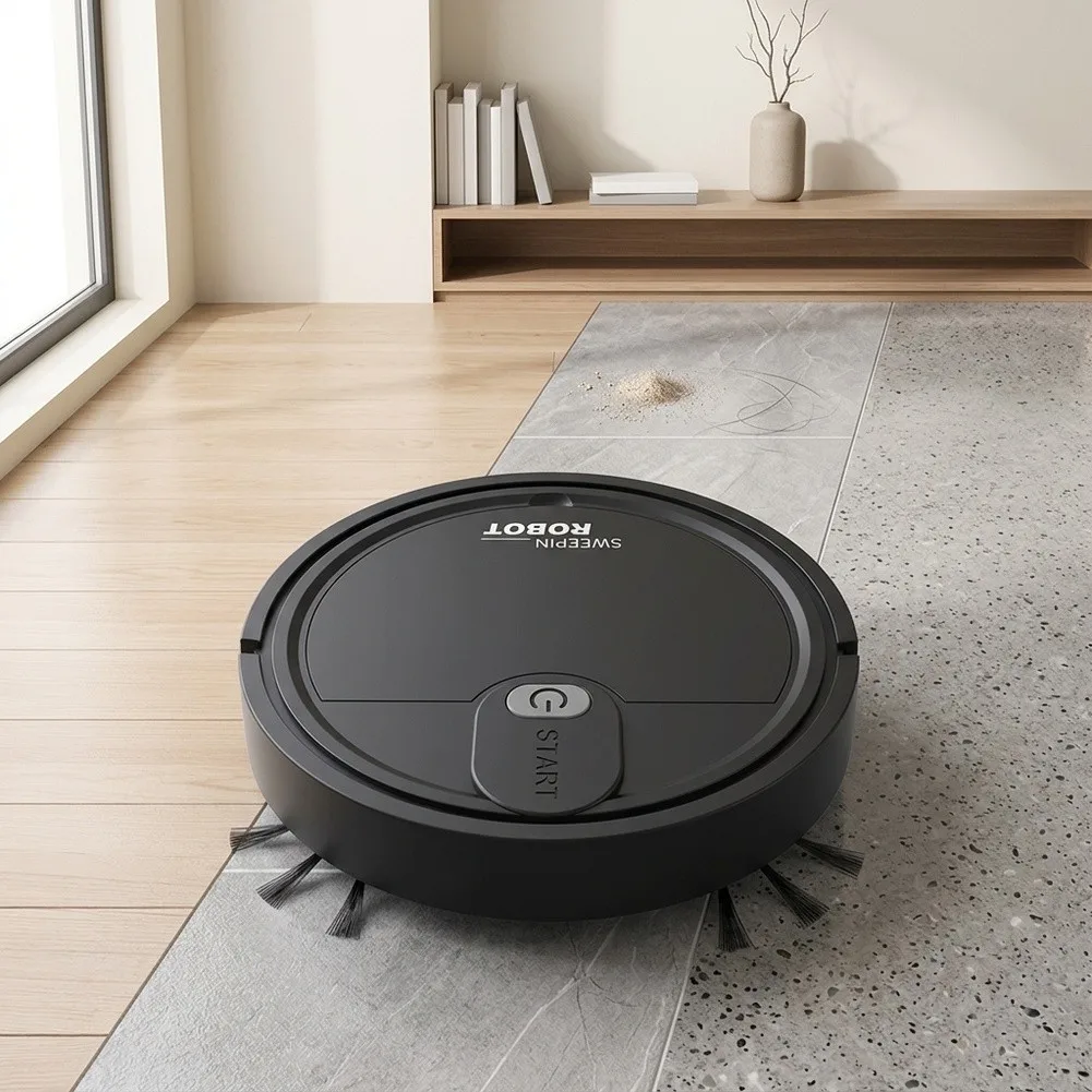 30*6.8cm Smart Robot Vacuum USB Charging Robot Low Noise Operation Bilateral Brushes Compact Design For Home Floors