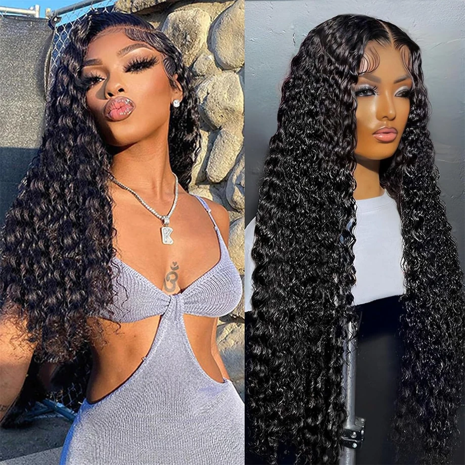 

Deep Wave Lace Front 100% Human Hair Wigs 30 32Inch Indian Remy 200% 13x4 13x6 Lace Frontal Wigs For Woman Pre Plucked