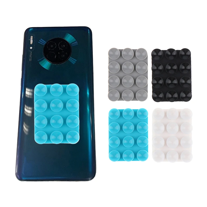 Square Single Sided Phone Suction Holder Back Of Phone Silicone Suction Cup Phone Case Adhesive Mount Phone Accessories 4Colors