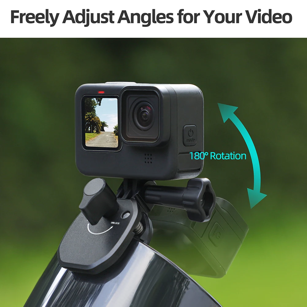 Motorcycle Windshield Clip Aluminum Alloy Mount Universal Sports Camera Bracket for Pocket/Action/Insta360/GoPro Series