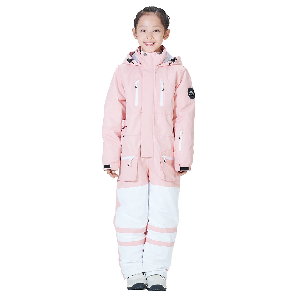 

Girls Boys Skiing Clothes One-Piece Hooded Windproof Warm Snowboarding Suits Kids Winter Skiwear Thick Conjoined Snowwear