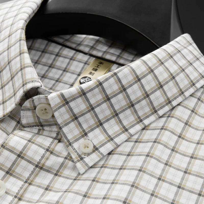 8XL 7XL 6XL 2026 New Summer High End Luxury 100% Cotton Plaid Shirt Man England Style Mens Shirts Casual Loose camisas de hombre