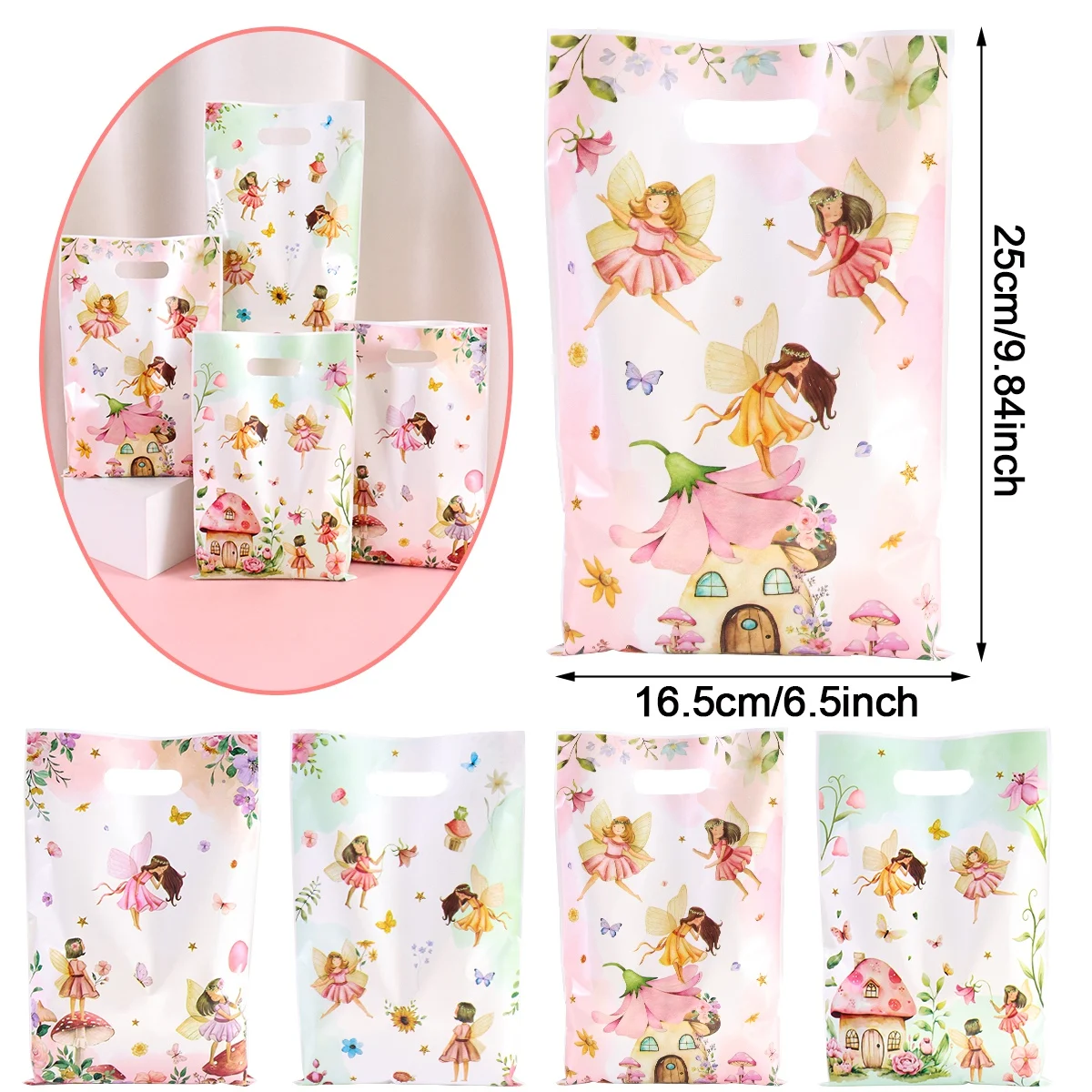 10/20/50 Stück Blumenfee Süßigkeiten Geschenktüten Blumen Schmetterling Tragetaschen für Hochzeit Geburtstag Frühling Partybevorzugung Zubehör Urlaub DIY – Detail 7