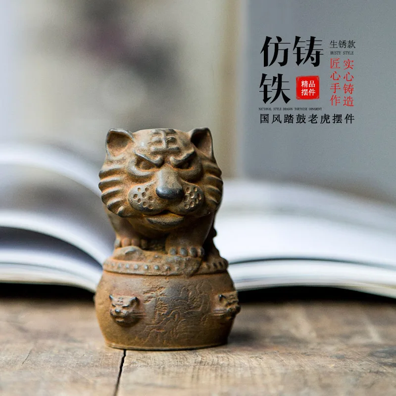 

Creative Chinese Style Cute Zodiac Tiger Ornament Handheld Piece Fat Tiger Year Desktop Decoration Purely Handmade Chinese