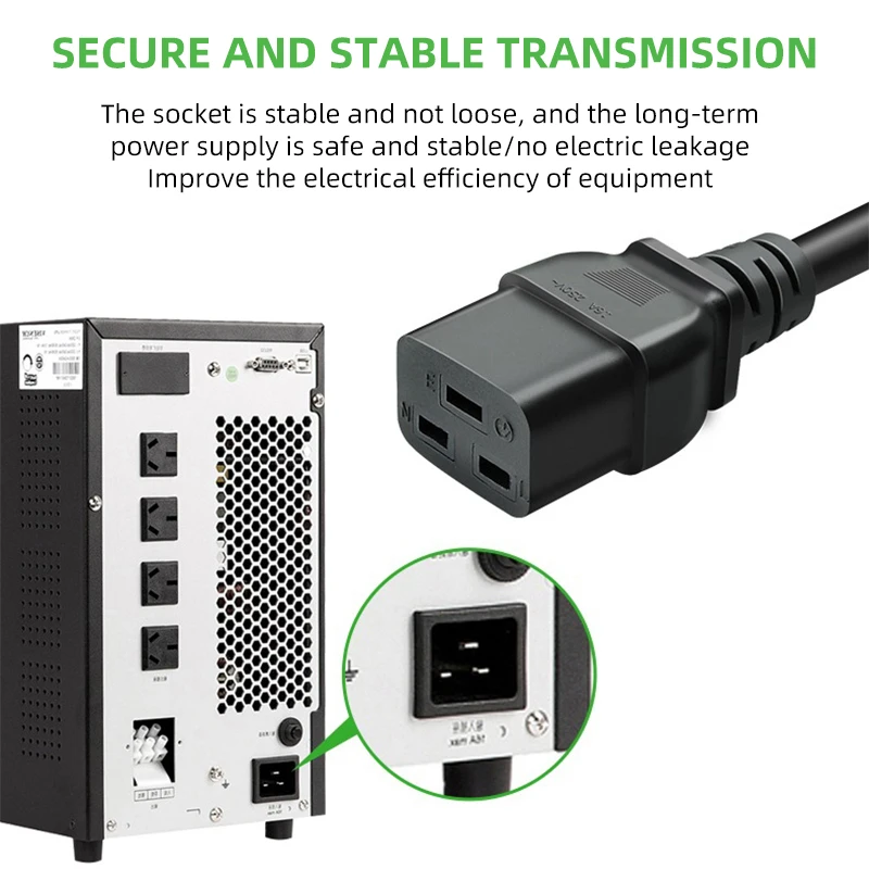 Do amerykańskiego kabla zasilającego o dużej mocy z kwadratowym portem C19 1,5/1,8/3 m Wysokiej jakości kabel z czystej miedzi Nadaje się do komputerów Piekarniki Drukarki