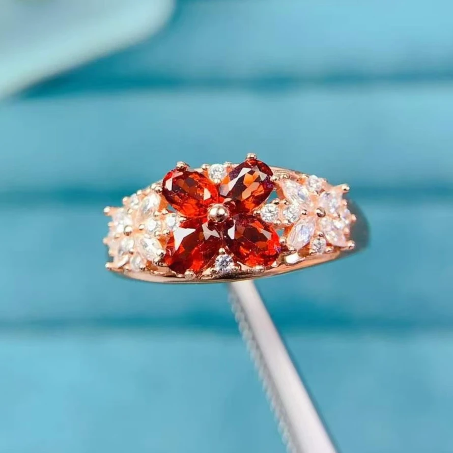 

Genuine Garnet Ring with Certificate 3mm * 4mm 0.5ct Natural Garnet Silver Ring Solid 925 Silver 18K Gold Plated Jewelry