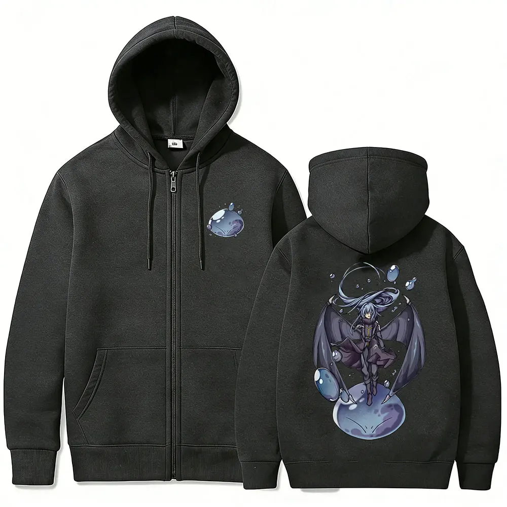 Anime That Time I Got Reincarnated As A Slime Rimuru Tempest Reißverschluss-Hoodie für Männer und Frauen, lässige, übergroße Jacke mit Reißverschluss, Cosplay-Mantel – Detail 5