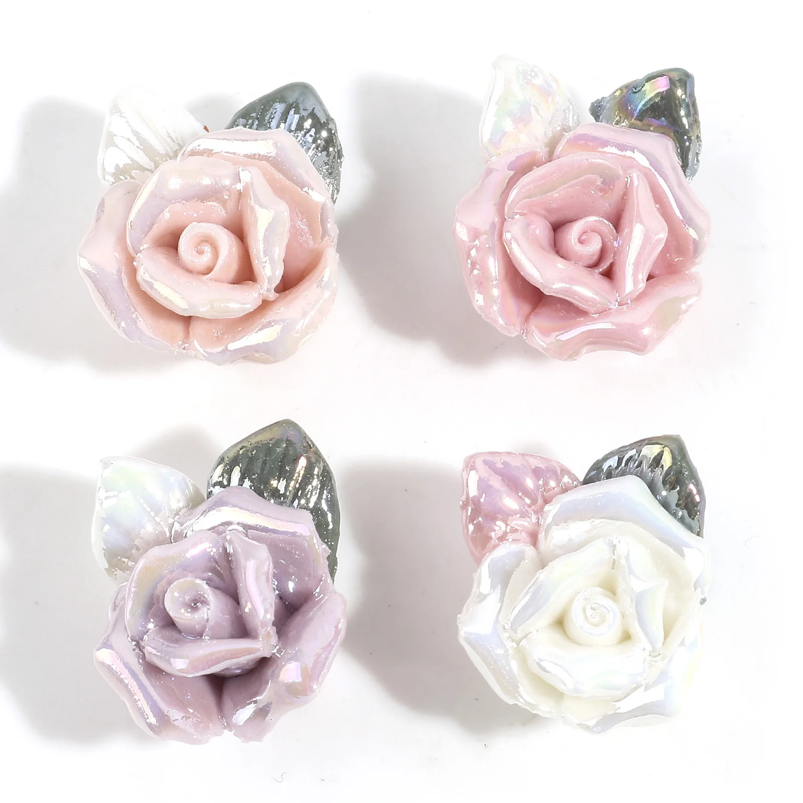 2pcs Multicolor Rose Flower Ceramic Beads Valentine's Day For DIY Jewelry Making Necklace Spacer Beads Jewelry About 20mmx16mm