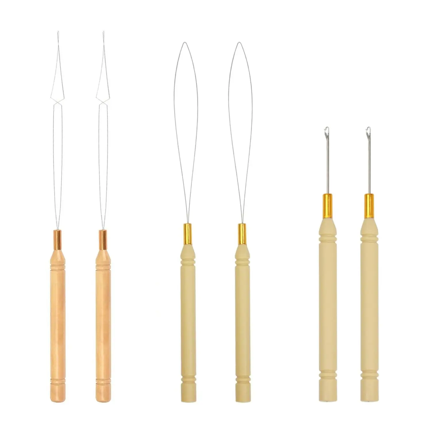 

Набор из 6 крючков для вязания крючком, игл для протяжки, микро-кольцевых нитеводелок и игл-крючков для дредов, аксессуары для наращивания волос