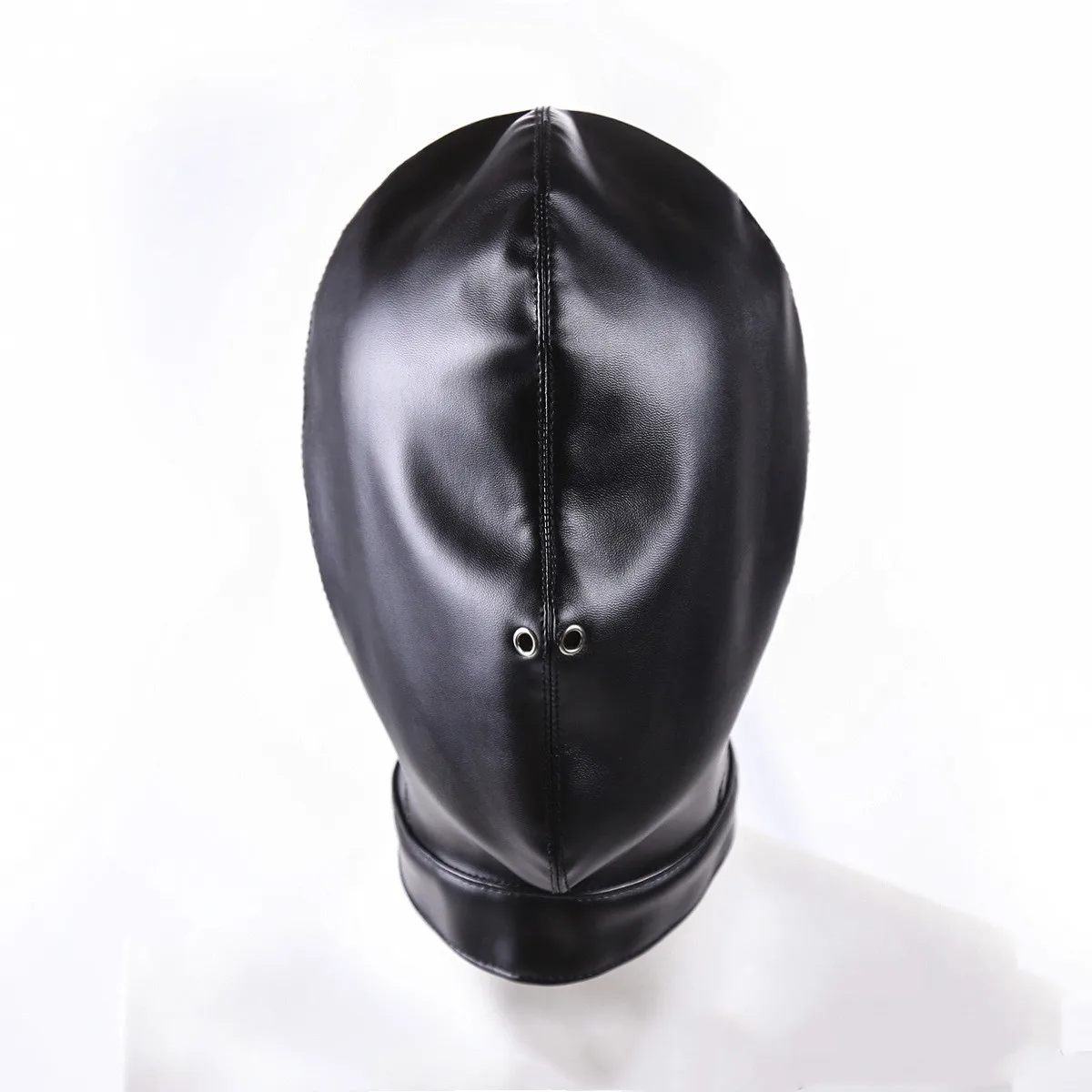 Unisex donna uomo maschera integrale Fetish Cosplay Bondage Hood per adulti Halloween Bar Party Games maschera con coulisse in pelle cappuccio