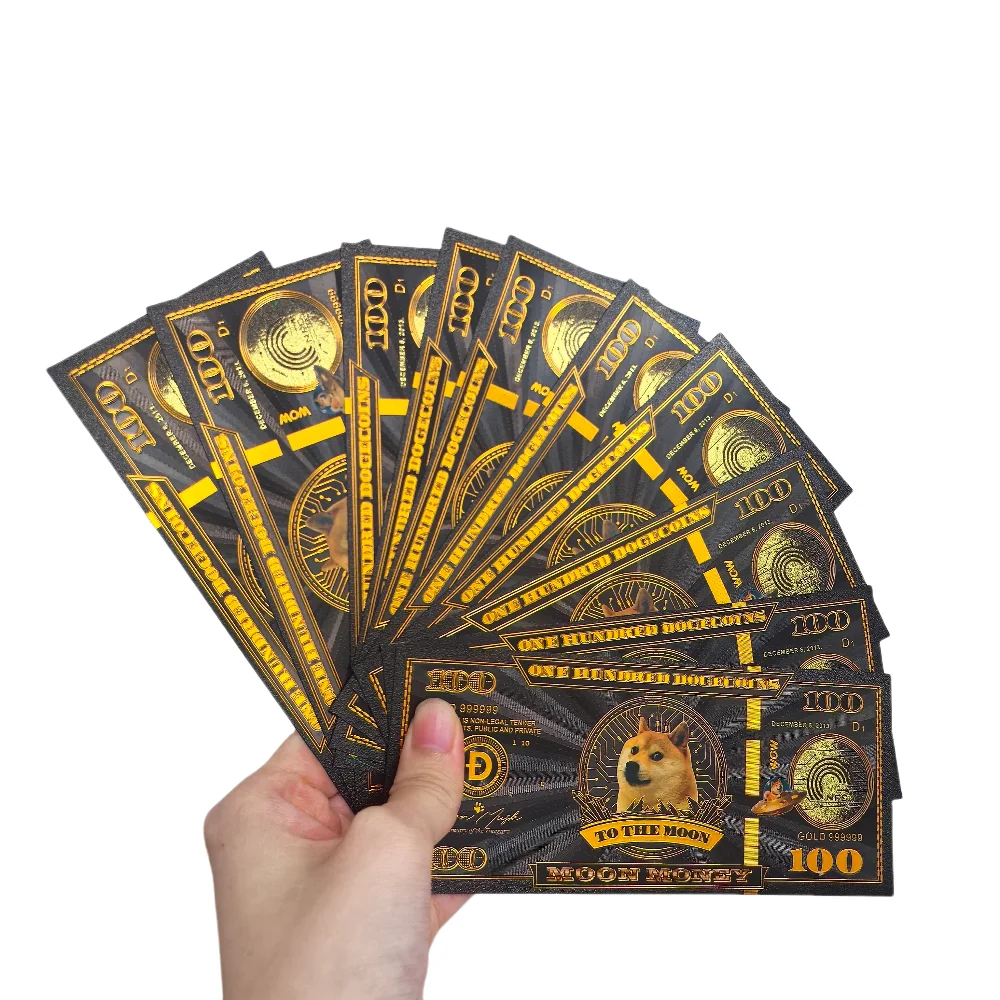 جميلة سوداء مائة Dogecoins القمر المال إلى القمر الأوراق النقدية المشفرة #4