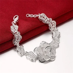 Factory direct fashion 925 Sterling Silver Bracelet for woman Beautiful big flower fine Luxury jewelry Wedding party gifts