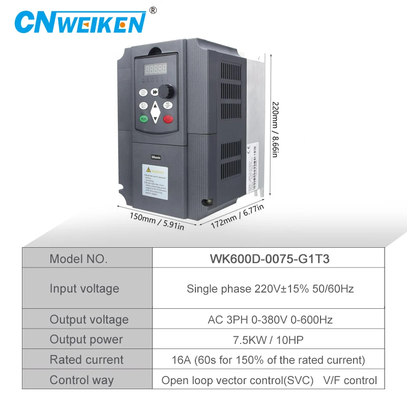 Imagem -04 - Inversor de Frequência para Motor Monofásico Conversor de Entrada 220v Trifásico 220v ou 380v de Saída 5.5kw 7.5kw Vfd