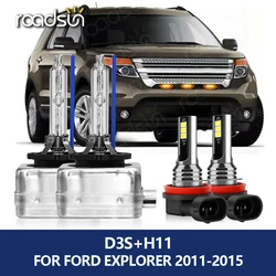 Roadsun-bombilla de xenón para coche, faros delanteros D3S HID, 35W, 12V, 6000K, blanco, H11, lámpara antiniebla LED para Ford Explorer 2011, 2012, 2013, 2014, 2015