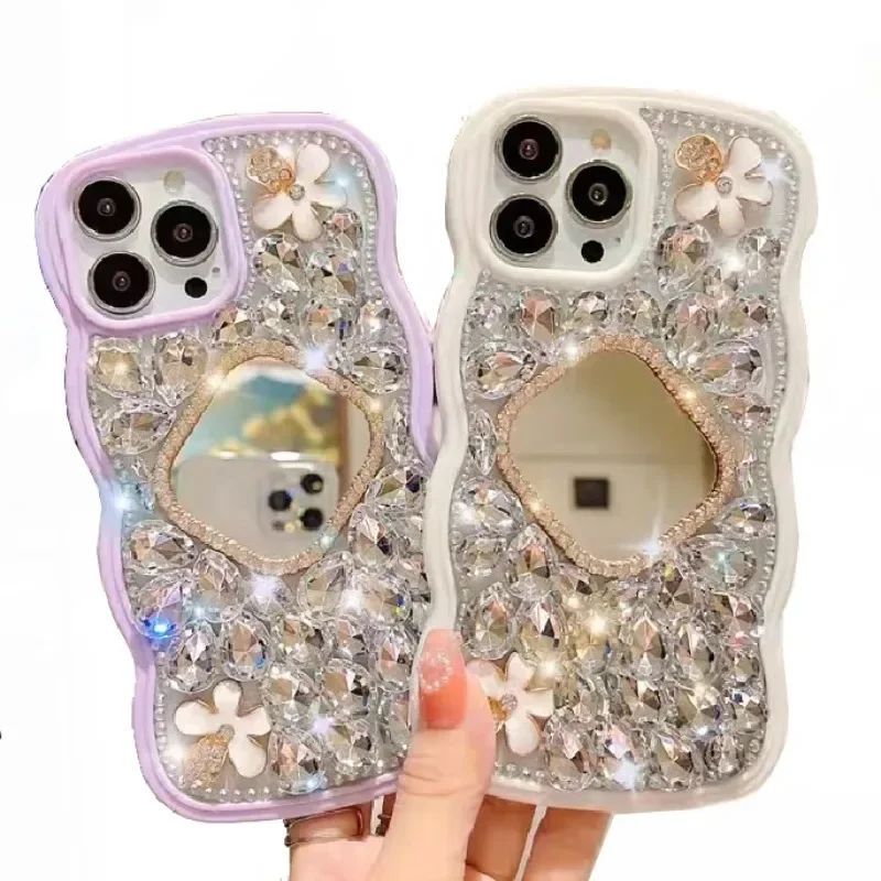 Handmade Bling Crystal Diamond Mobile Phone Case, Fashion Case for iPhone 15, 16 Plus, Xr, X, Xs Max, 11, 12, 13, 14 Pro, Mini