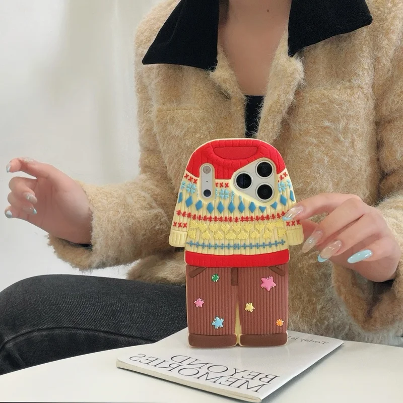 Winter Fashion Leisure Attire Colorful Silicone Phone Case For iPhone 12 13 14 15 16 17 18 Pro Max Creativity Anti Drop Cover
