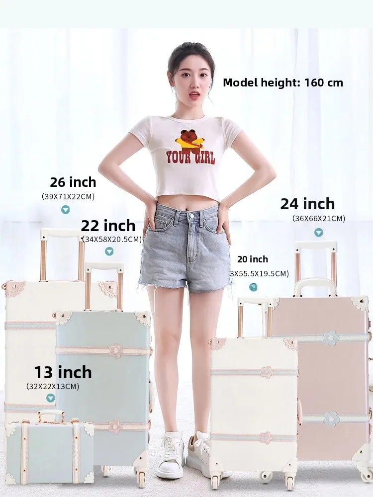 레트로 여행 가방 비밀번호 잠금 핸드 헬드 캐스터 휠 탑승 20 인치 작은 학생 인기있는 인터넷 여행 가방