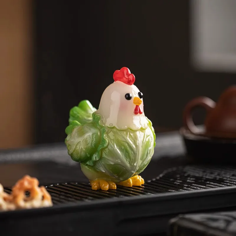 Water-Activated Color Change Cabbage & Chick Tea Pet,  Raisable Decor for Tea Table