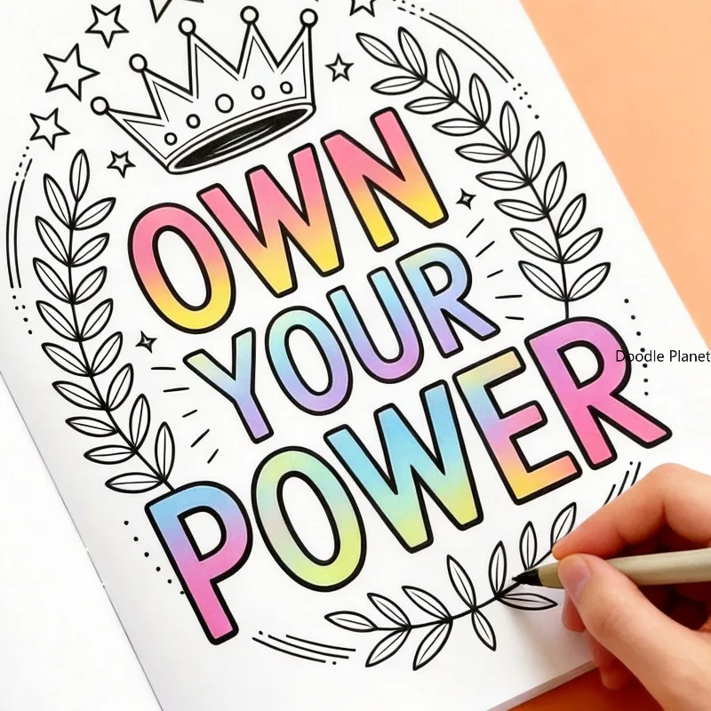 A Motivational English Slogan Meditation Coloring Copy Book, 28 Page Art Font Graffiti Book, Suitable As A Birthday/holiday Gift